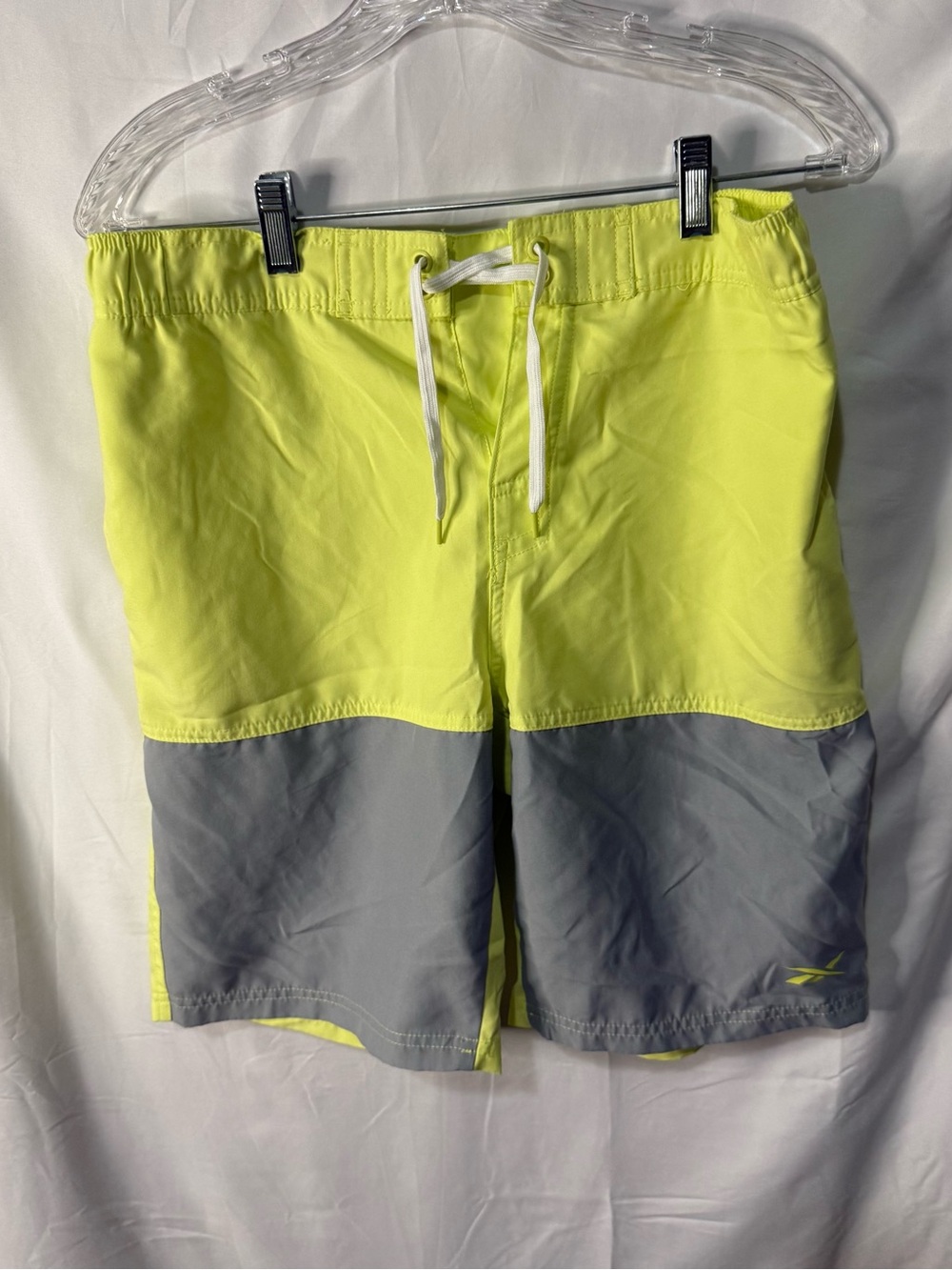 Reebok Neon Yellow and Gray Colorblock Swim Trunks
